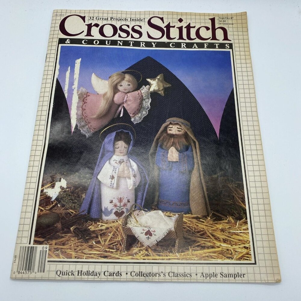 Cross Stitch & Country Crafts Sept/Oct 87 Christmas Holiday Cards Apple Sampler